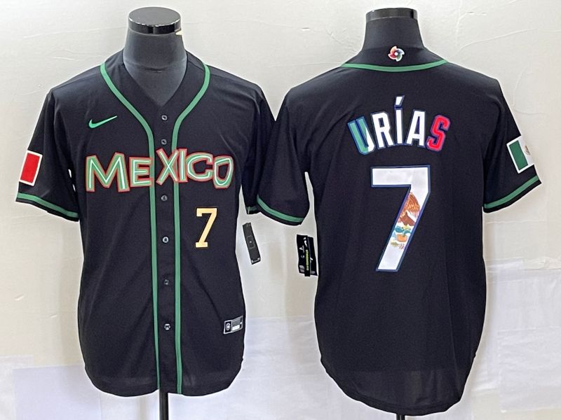Men 2023 World Cub Mexico #7 Urias Black white Nike MLB Jersey10->more jerseys->MLB Jersey